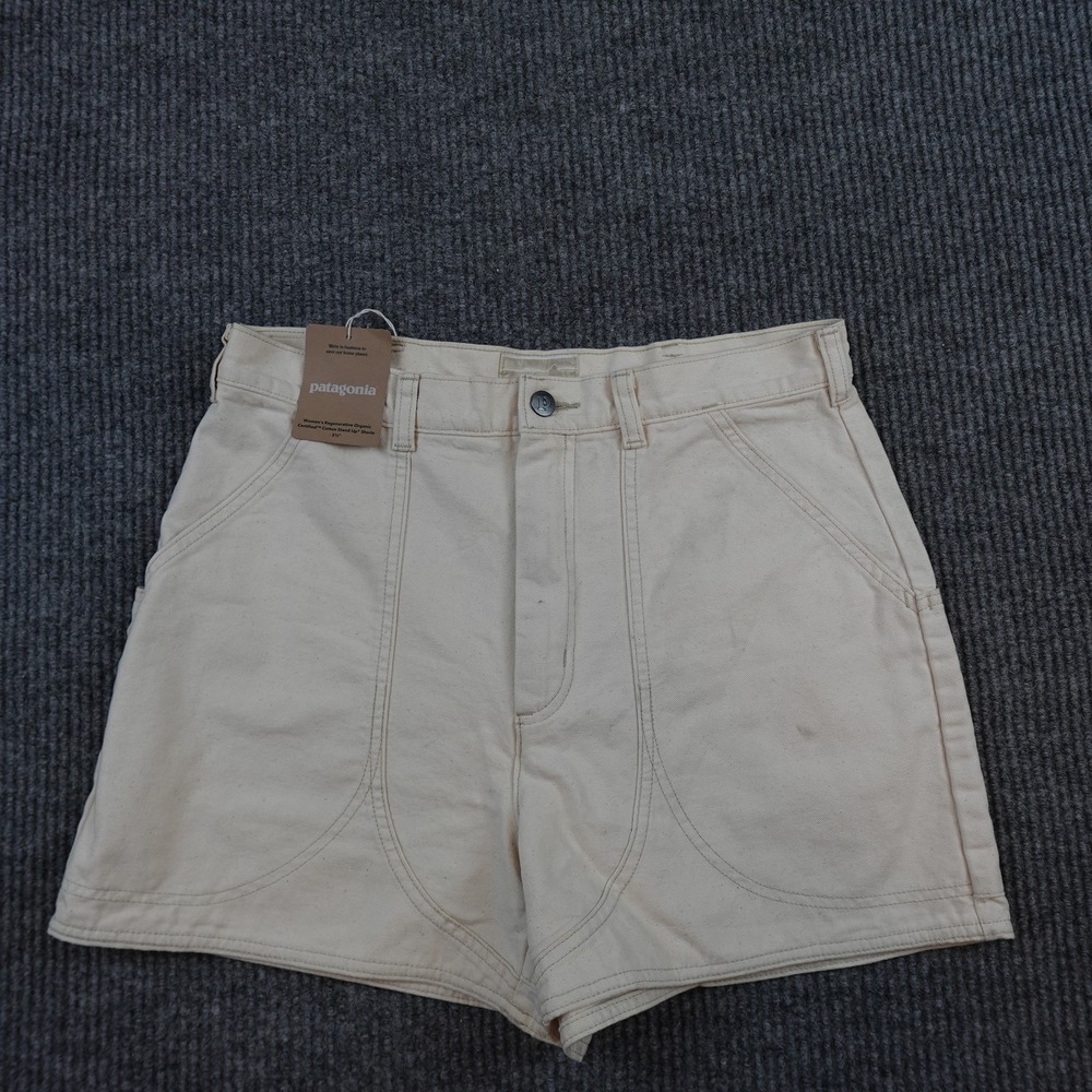 Patagonia Stand Up Shorts Womens 10 Beige Organic Cotton Canvas Utility 58161